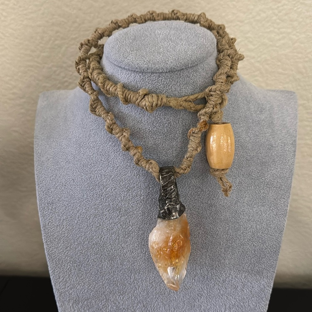 Citrine crystal on a macrame cord
